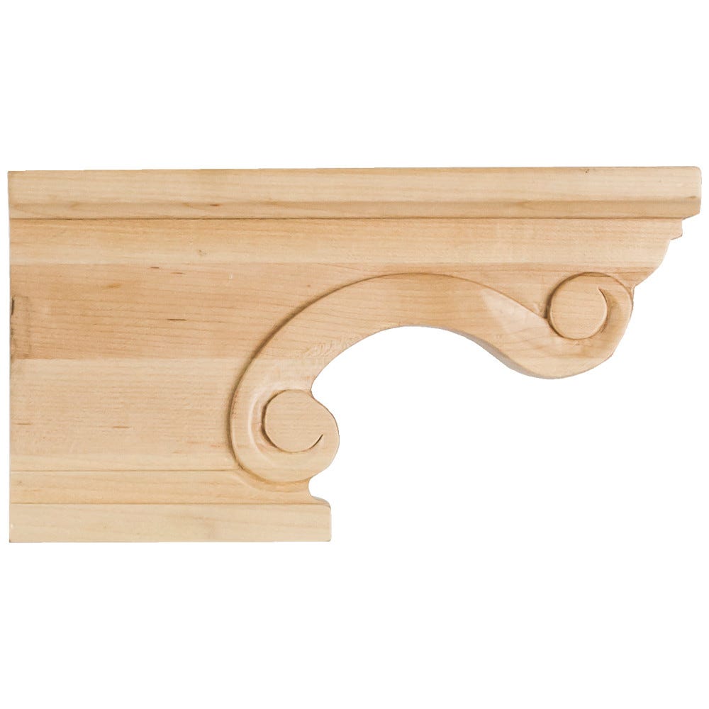 Pedestal Foot Left 8-1/4" X 1-1/2" X 4-1/2" in Alder, Oak, Maple, Rubberwood, Cherry finishes, carved wood material