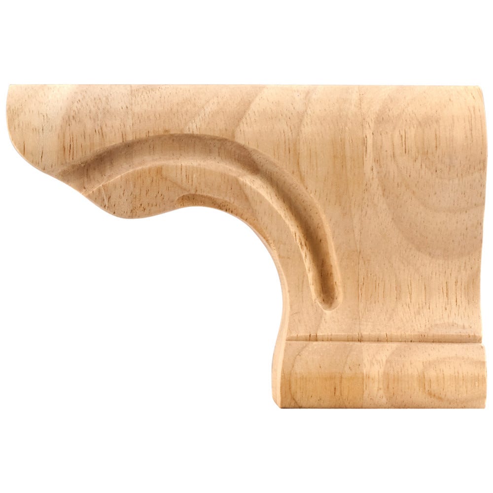 Pedestal Foot Right 6" x 1-1/8" x 4" in Alder, Oak, Maple, Rubberwood, Cherry finishes, carved wood material