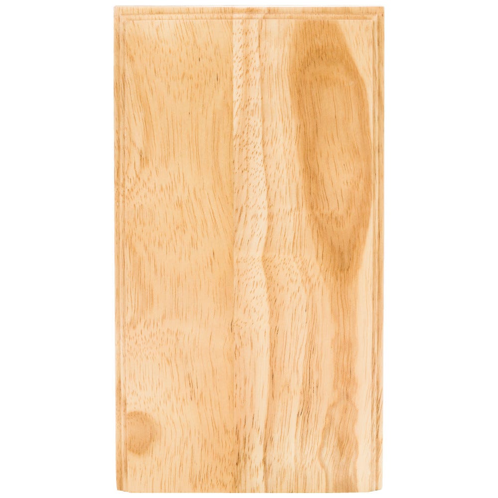 10" x 5-1/2" x 7/8" Plinth Block in Rubberwood finish, carved wood material