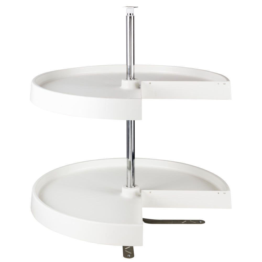24" Pie-Cut Plastic Lazy Susan in white finish, made from durable plastic, perfect for kitchen organization