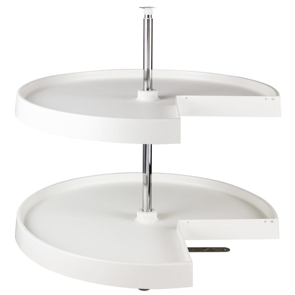 28" Pie-Cut Plastic Lazy Susan in white finish, perfect for kitchen organization