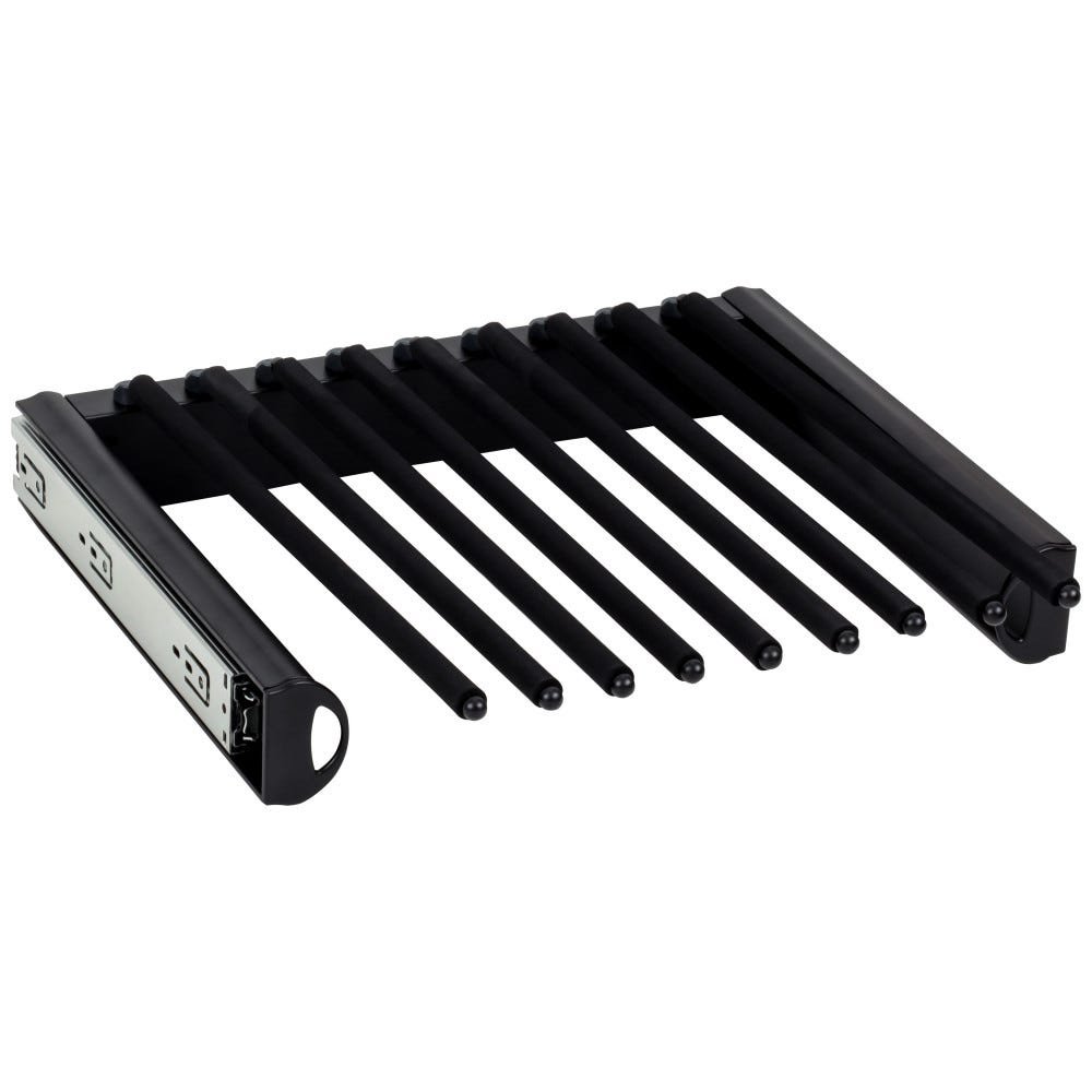 Matte Black 18'' Pant Rack for 14" Deep Closet System, sleek matte black finish, designed for efficient storage