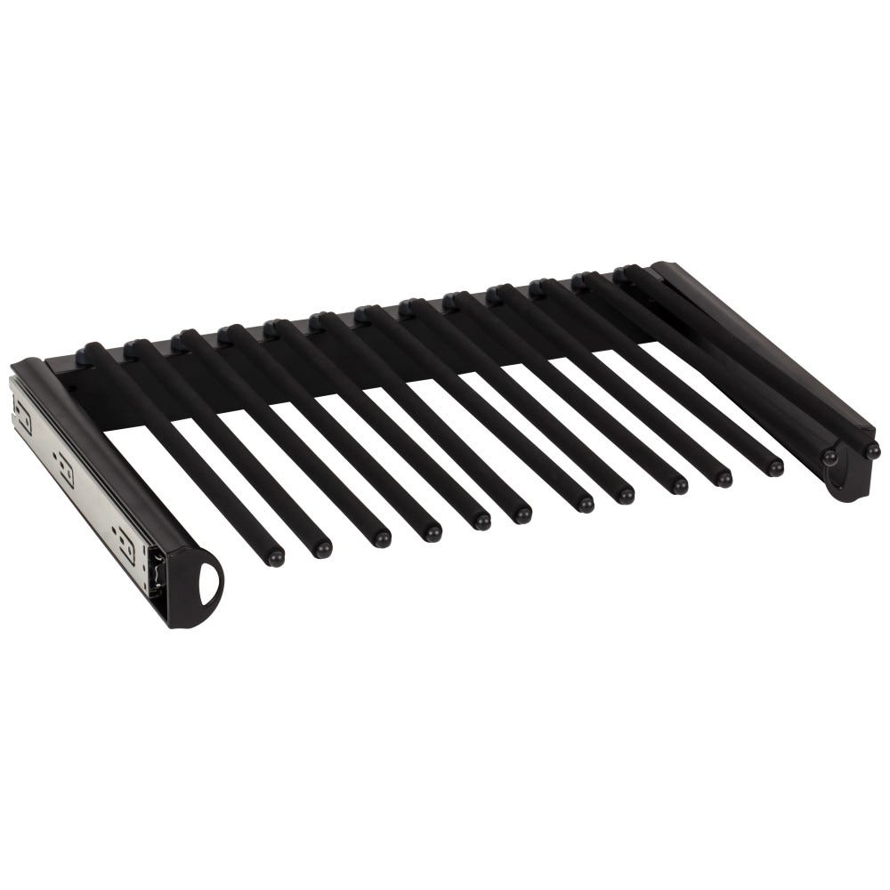 Matte Black 24'' Pant Rack for 14" Deep Closet System, sleek matte black finish, designed for efficient closet organization