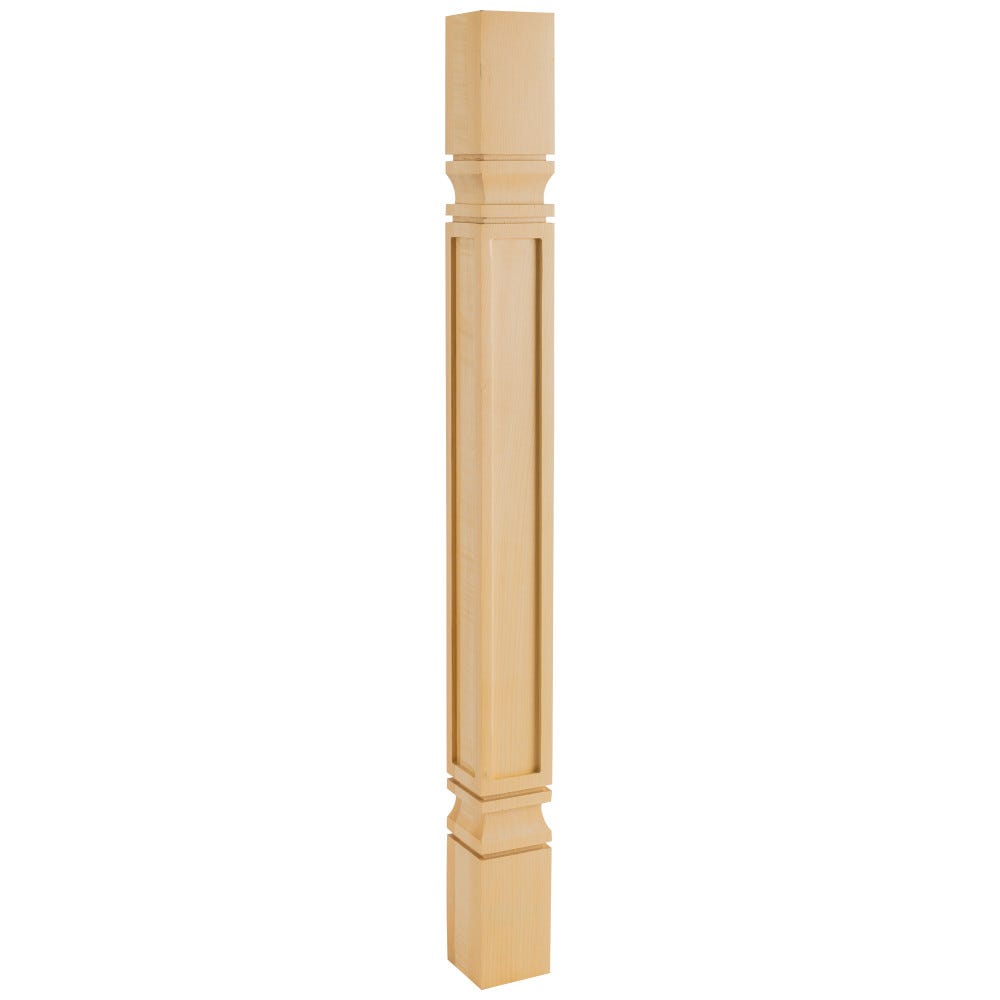 Square Mission Post 3" x 3" x 35-1/2" in Rubberwood, Maple, and Cherry finishes, crafted from high-quality wood species