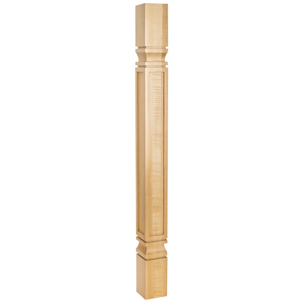 Square Mission Post 3-3/4" x 3-3/4" x 35-1/2" in Alder, Rubberwood, Maple, White Oak, Cherry finishes, Carved Wood material