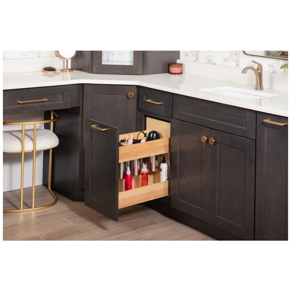 "No Wiggle" 11" Vanity-Depth Drawer Base Powered Pullout
