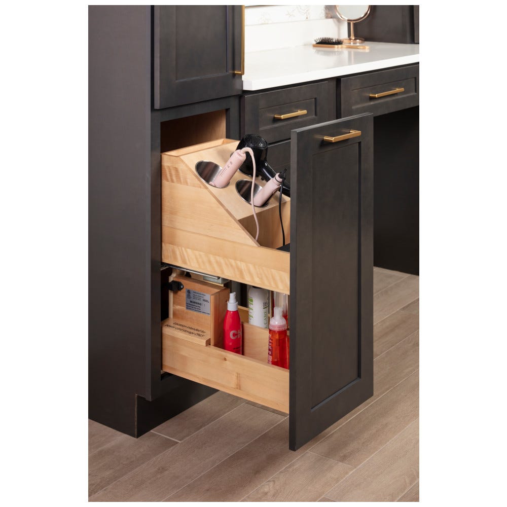 "No Wiggle" 11" Vanity-Depth Full Height Powered Pullout