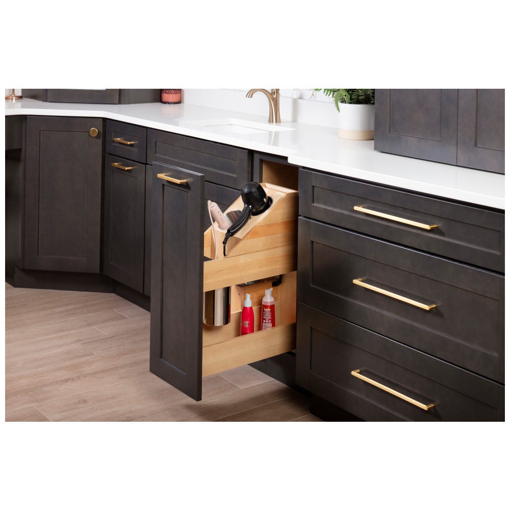 "No Wiggle" 8" Vanity-Depth Full Height Powered Pullout