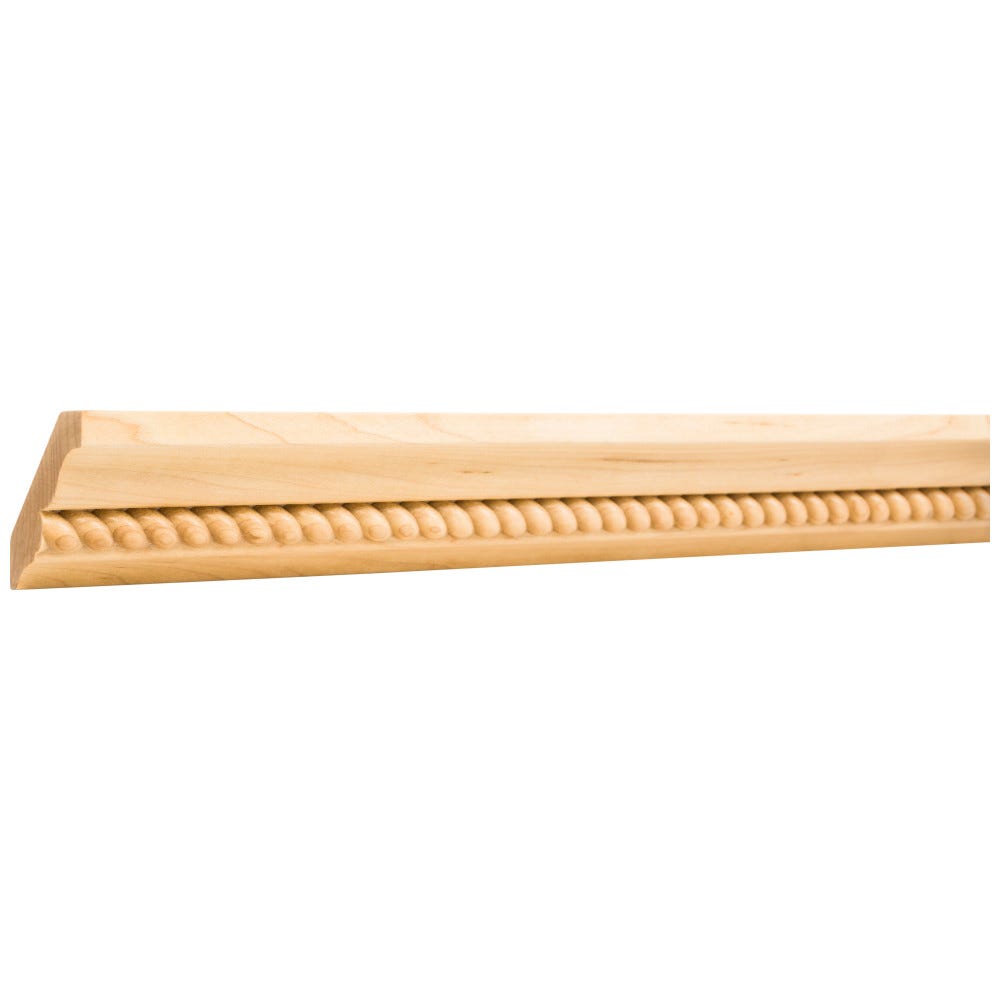 2-3/4" x 5/8" Alder Crown Moulding with 1/2" Rope detail, natural wood finish, 8 ft stick
