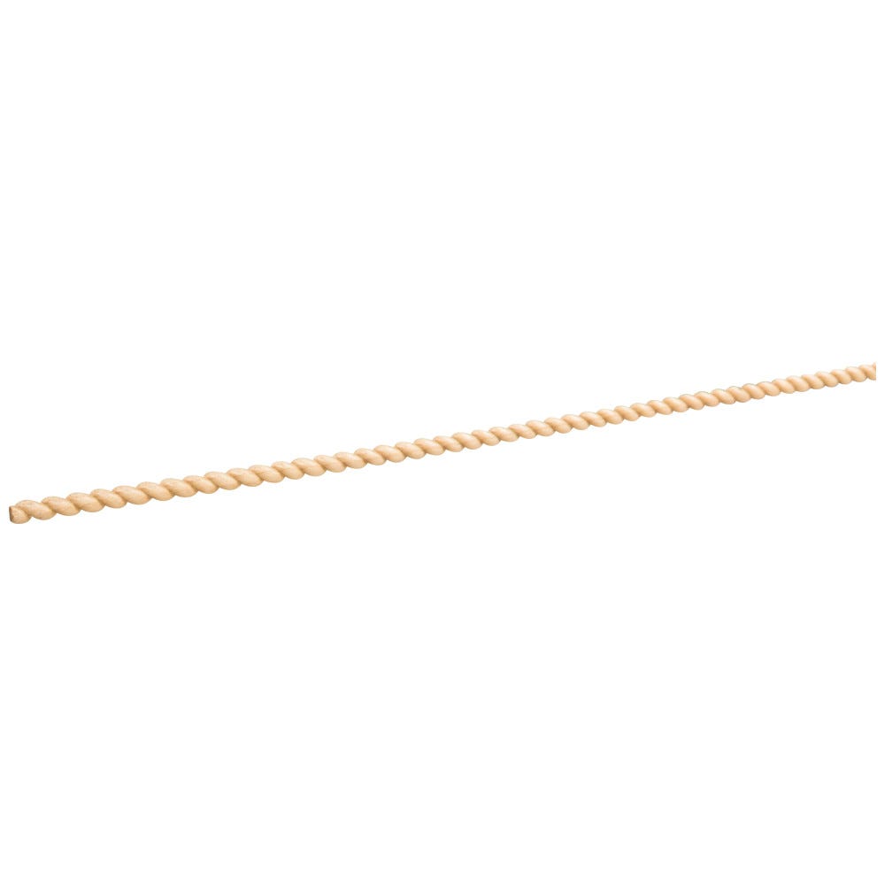 1/4" Half-Round Rope Moulding in natural poplar finish, 8 ft stick