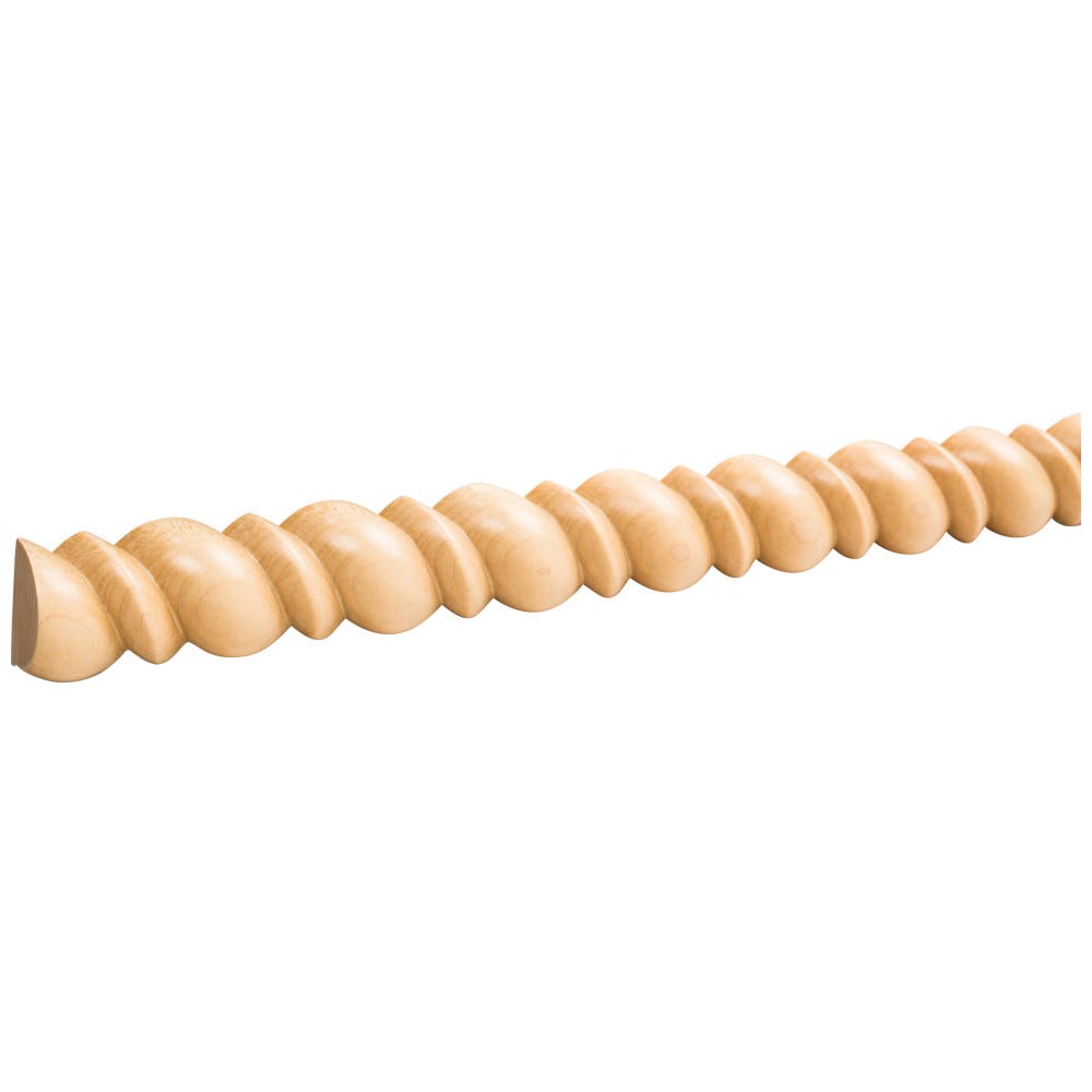 1-1/2" Beaded Half-Round Rope Moulding in Oak, elegant wood trim for home decor