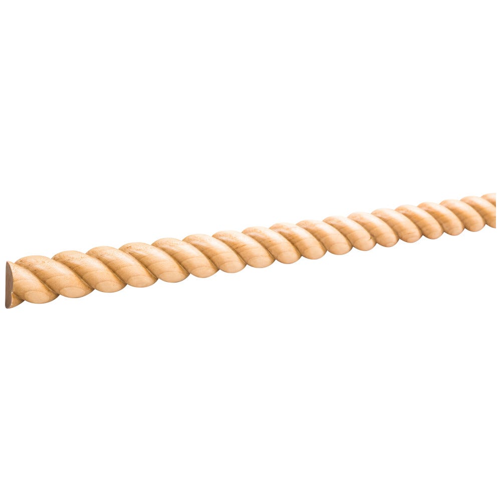 1" Half-Round Rope Moulding in Poplar wood finish, 8 ft stick, elegant decorative trim