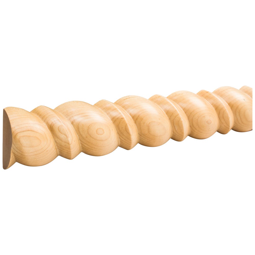 2-1/2" Beaded Half-Round Rope Moulding in Poplar, elegant wood finish, 8 ft stick