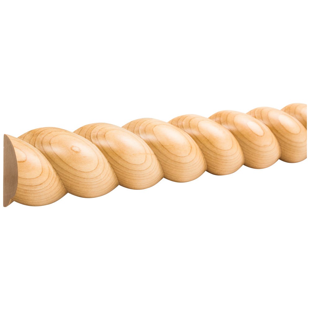 2-1/2" Half-Round Rope Moulding in Cherry wood finish, 8 ft length, crafted from premium Cherry material.