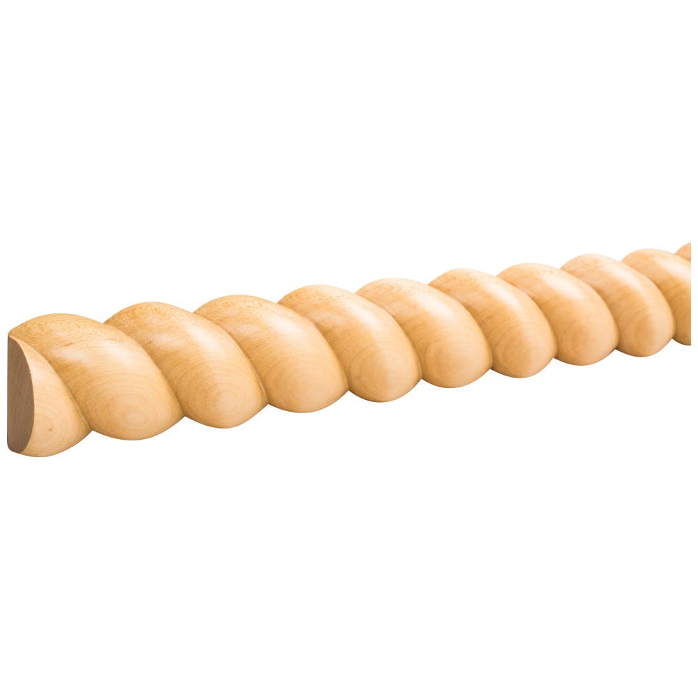 2" Half-Round Rope Moulding in Cherry, decorative wood trim, 8 ft stick, crafted from cherry wood