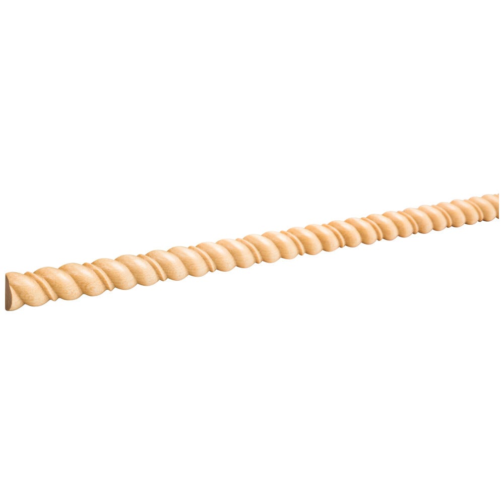3/4" Beaded Half-Round Rope Moulding in Alder wood finish, 8 ft stick, crafted from high-quality Alder material.