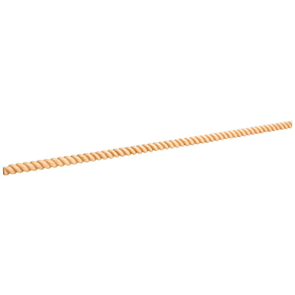 3/8" Tight Twist Half-Round Rope Moulding in hard maple finish, 8 ft stick