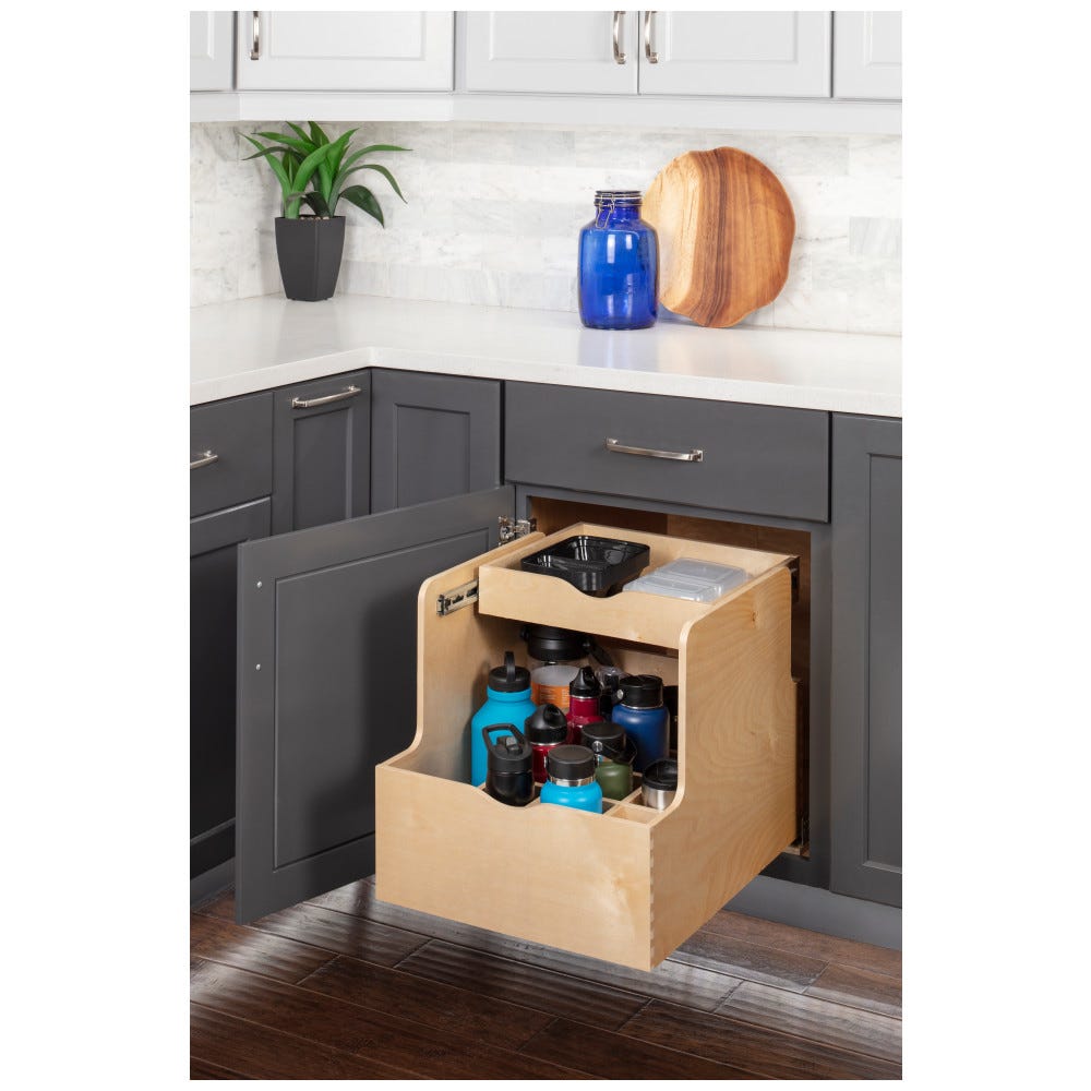 Double Drawer 21" Bottle Rollout in Baltic Birch Plywood with Dovetail Construction
