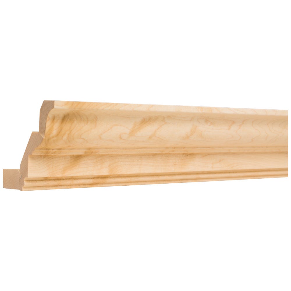 4-1/8" Oak Crown Moulding, Full Overlay, 3/4" width, natural oak finish