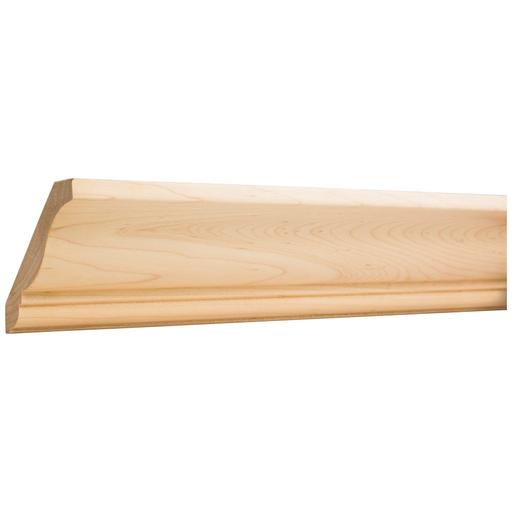 4-1/2" x 3/4" Poplar Crown Moulding, standard profile, natural finish, 8 ft stick