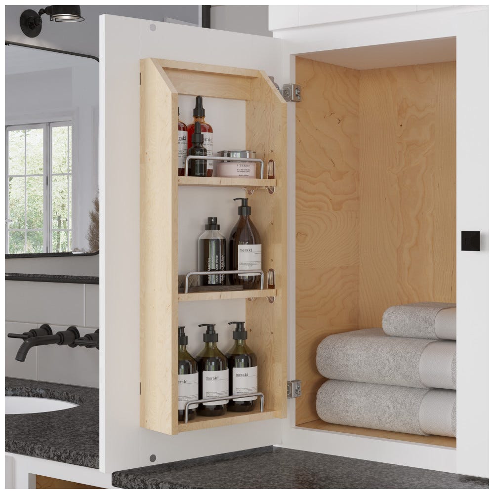 Birch Adjustable Shelf Spice Rack for 18 inch wall cabinet, birch finish, birch material