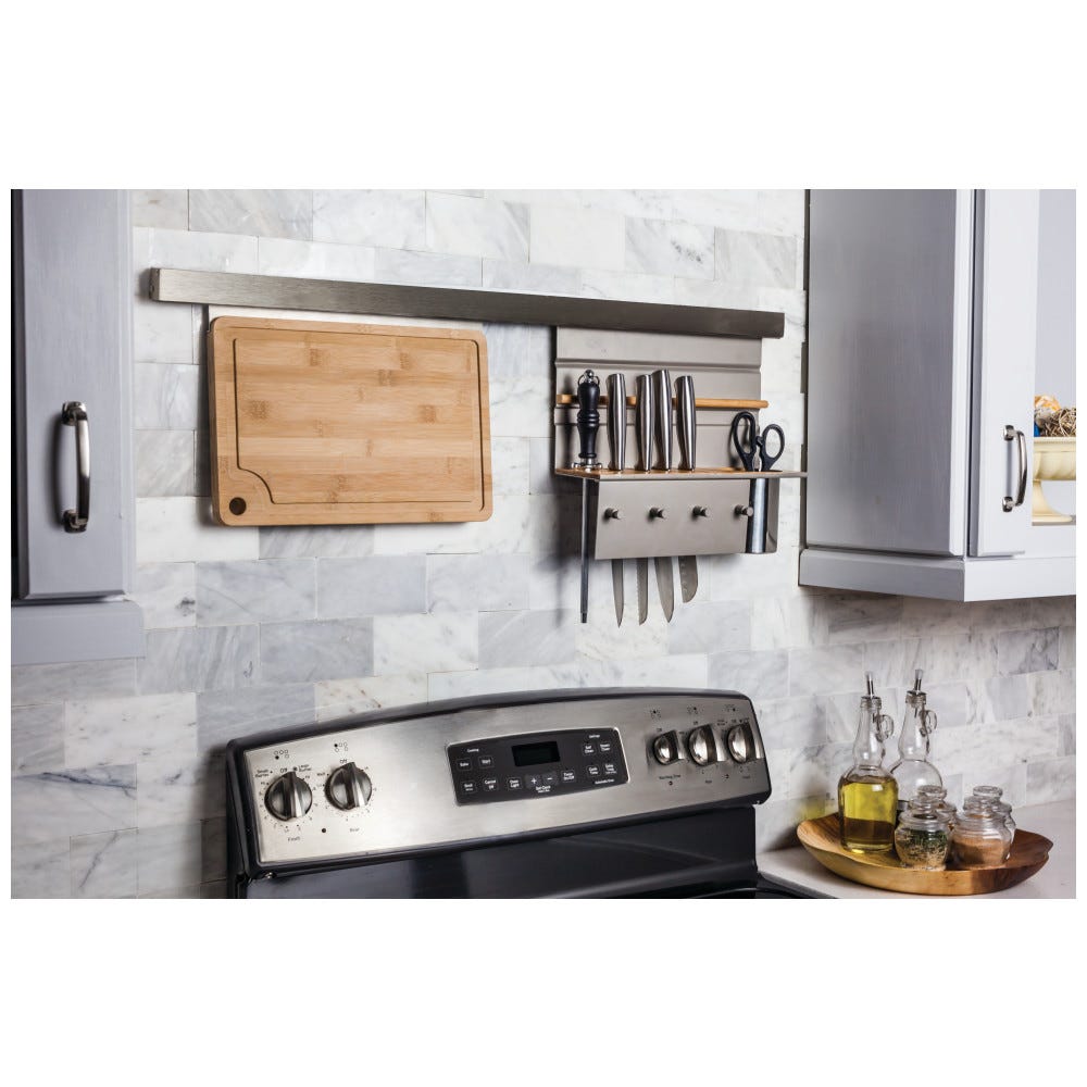 Hanging Cutting Board for Smart Rail Storage Solution, 19x10.25 inches, wood finish, perfect for kitchen organization