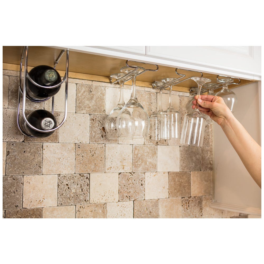 Stem Glass Holder in DBAC, Chrome, and Satin Nickel finishes, 4-1/16" W x 9-1/16" D x 1" H, durable organizer for kitchen