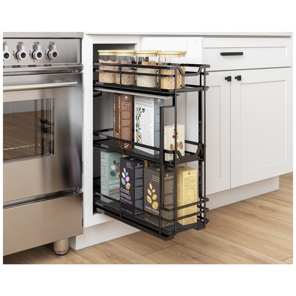 8" Wire Base Pullout Black Nickel Finish storage organizer made of durable wire material