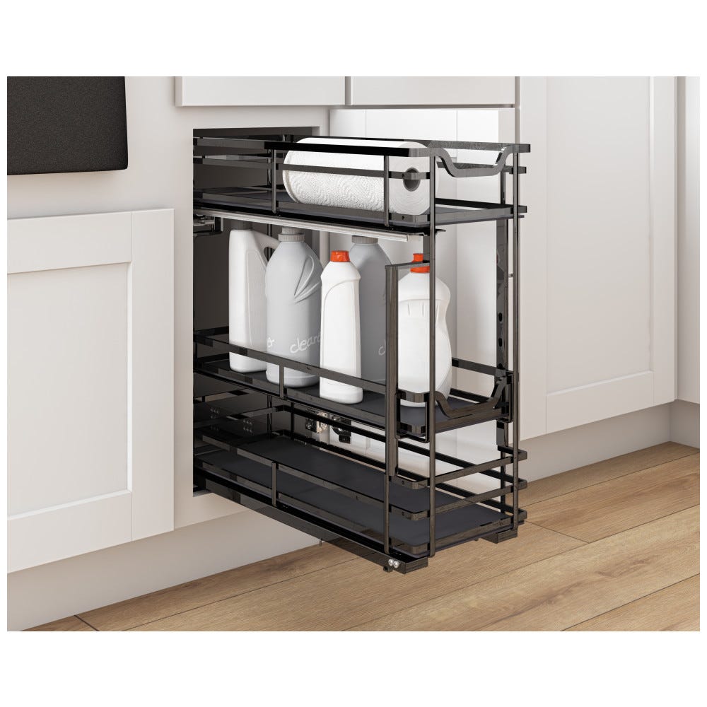 Storage With Style® 5" Wire Drawer Base Pullout Black Nickel Finish, kitchen organizer, durable wire construction