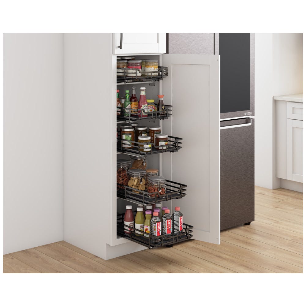 Storage With Style® 15" Wire Pullout Basket in Black Nickel Finish, perfect for stylish home organization