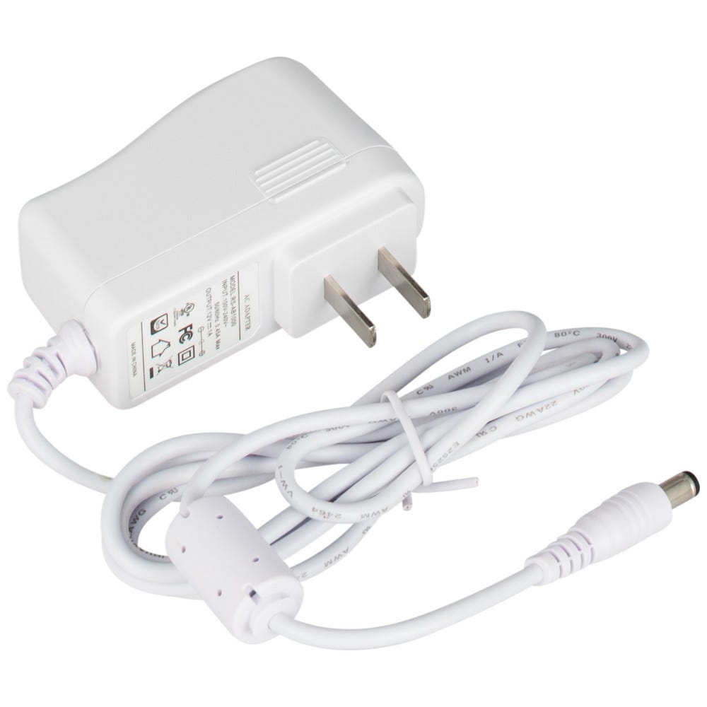 12 Watt Plug-In Power Supply in white finish, 12V DC, compact design for versatile lighting applications