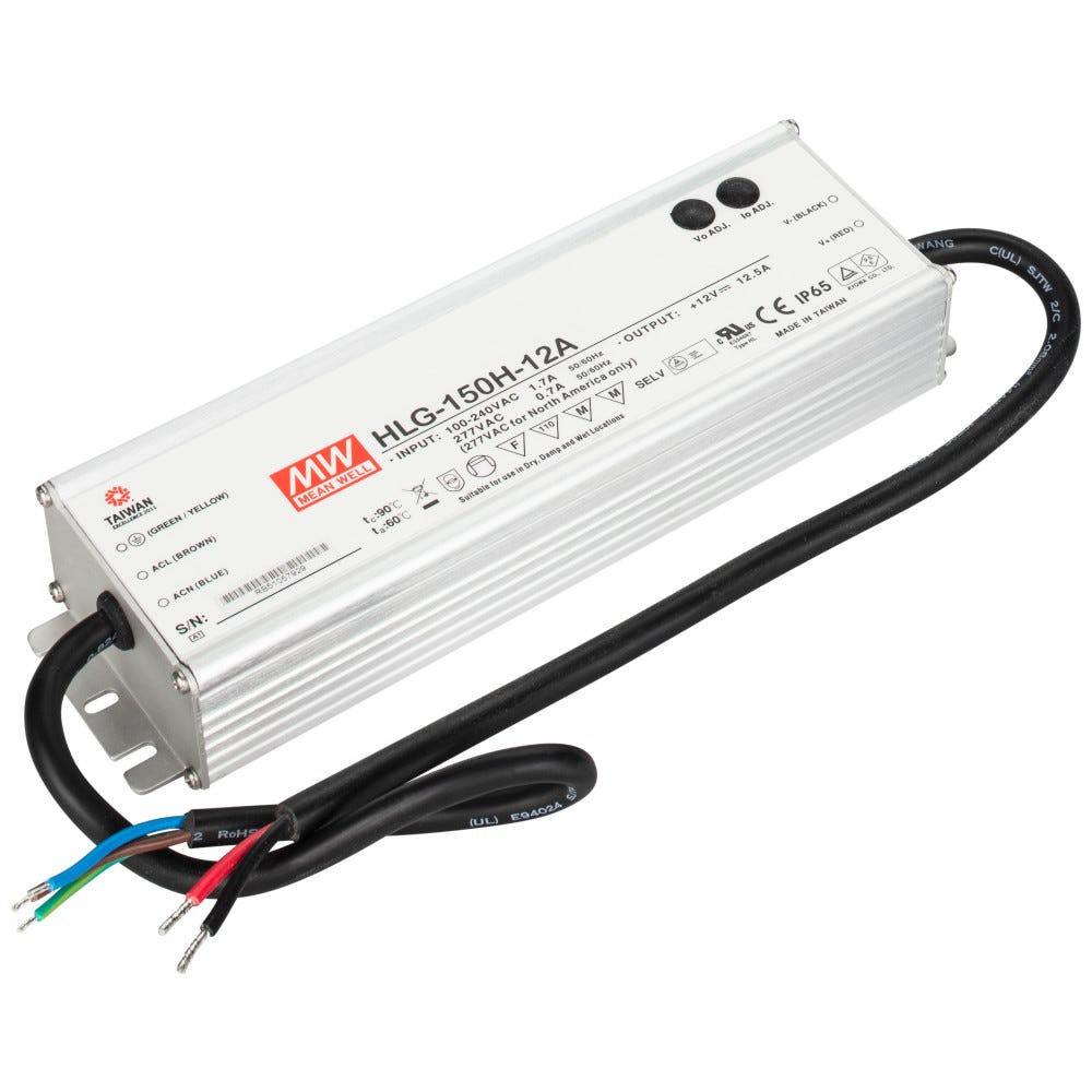 150 Watt waterproof hardwired power supply, 12V DC, Task Lighting