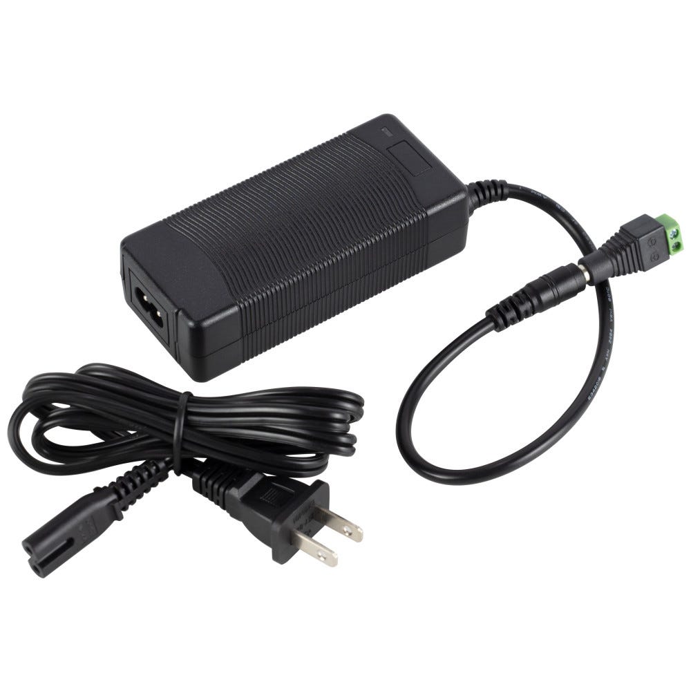 24V DC Plug-In Power Supply in sleek black finish, 60 watt, durable material for reliable lighting solutions
