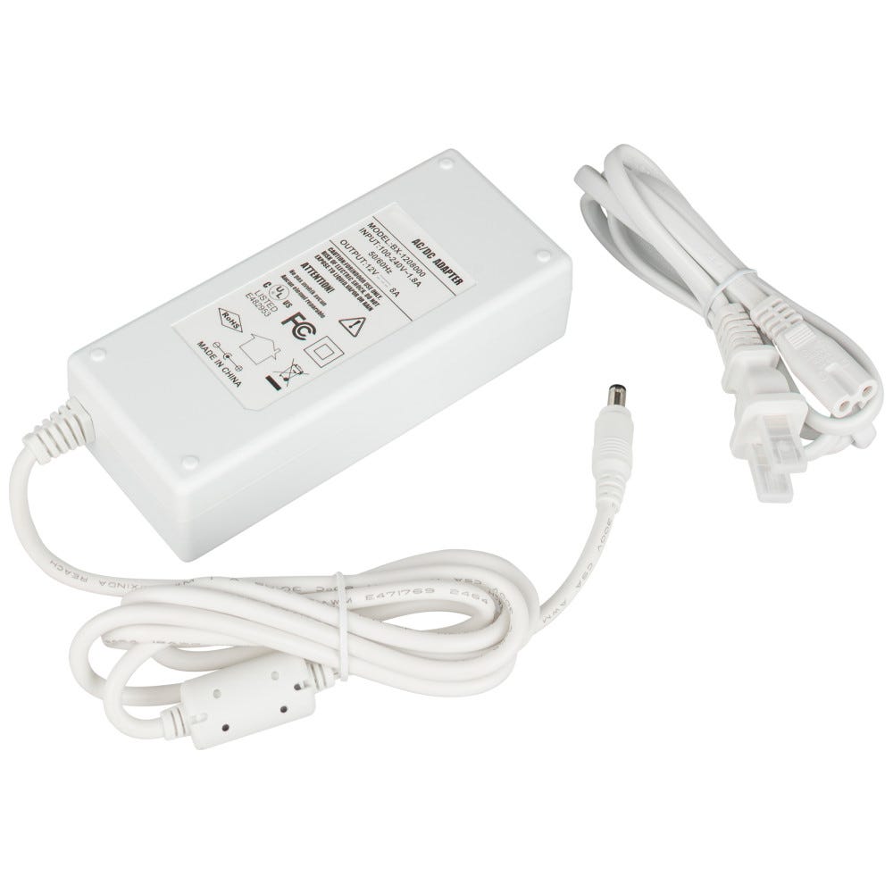 Plug-In Power Supply 96 Watt in White, 12V DC, compact design for efficient lighting solutions