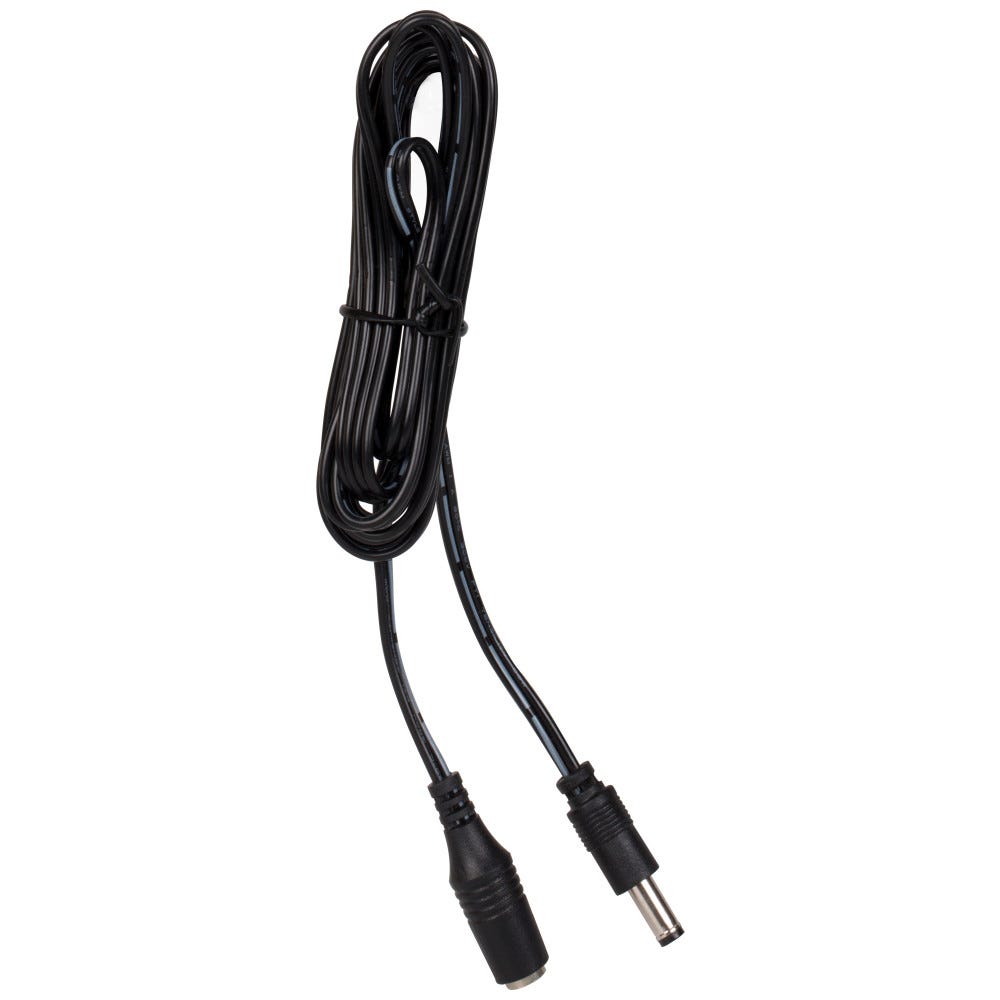 96 Inch Barrel Connector Extender in black color, male 2.5mm and female 5.5mm connectors, durable material