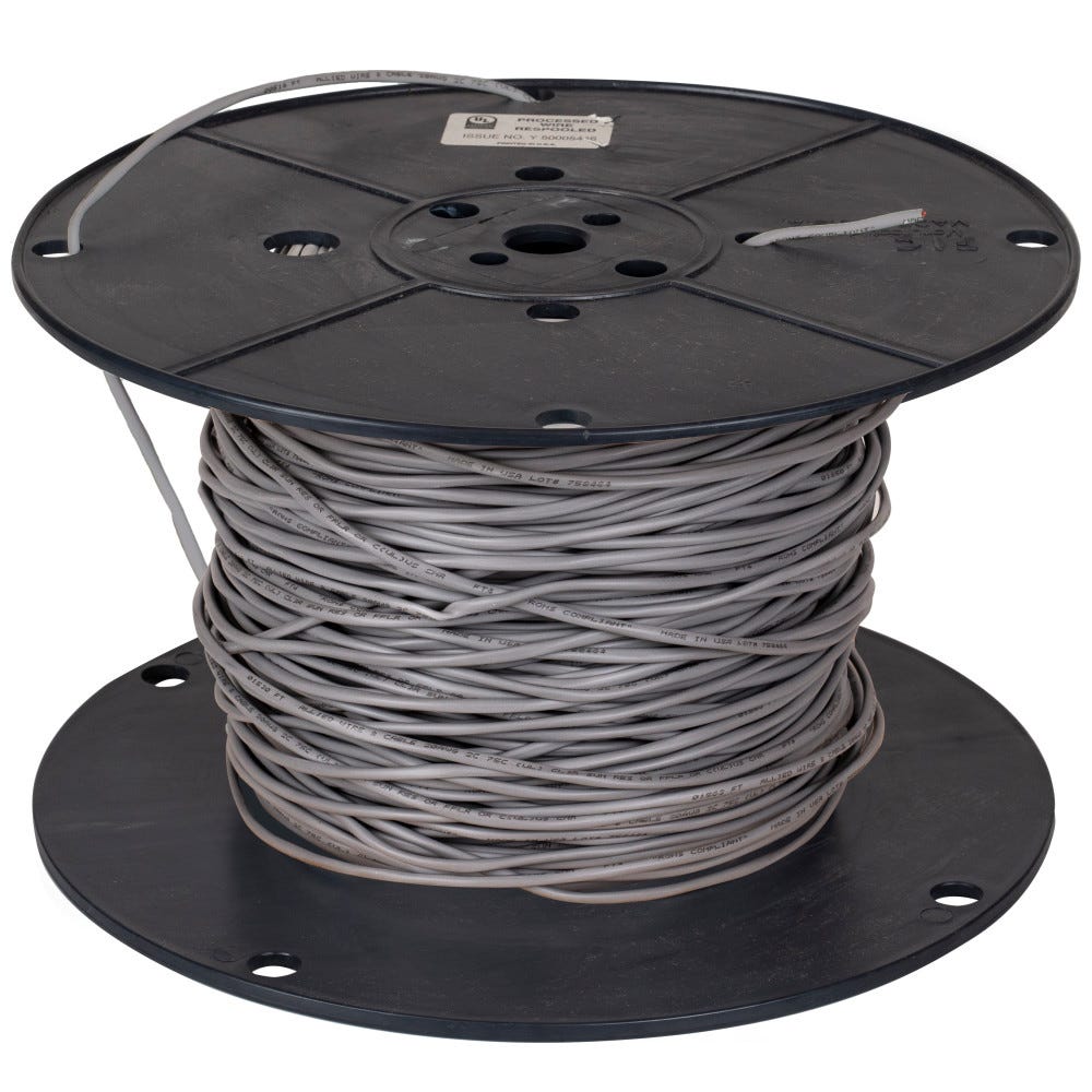 20 AWG Solid Grey Jacket Wire 500 Feet - durable electrical wire for light and power applications