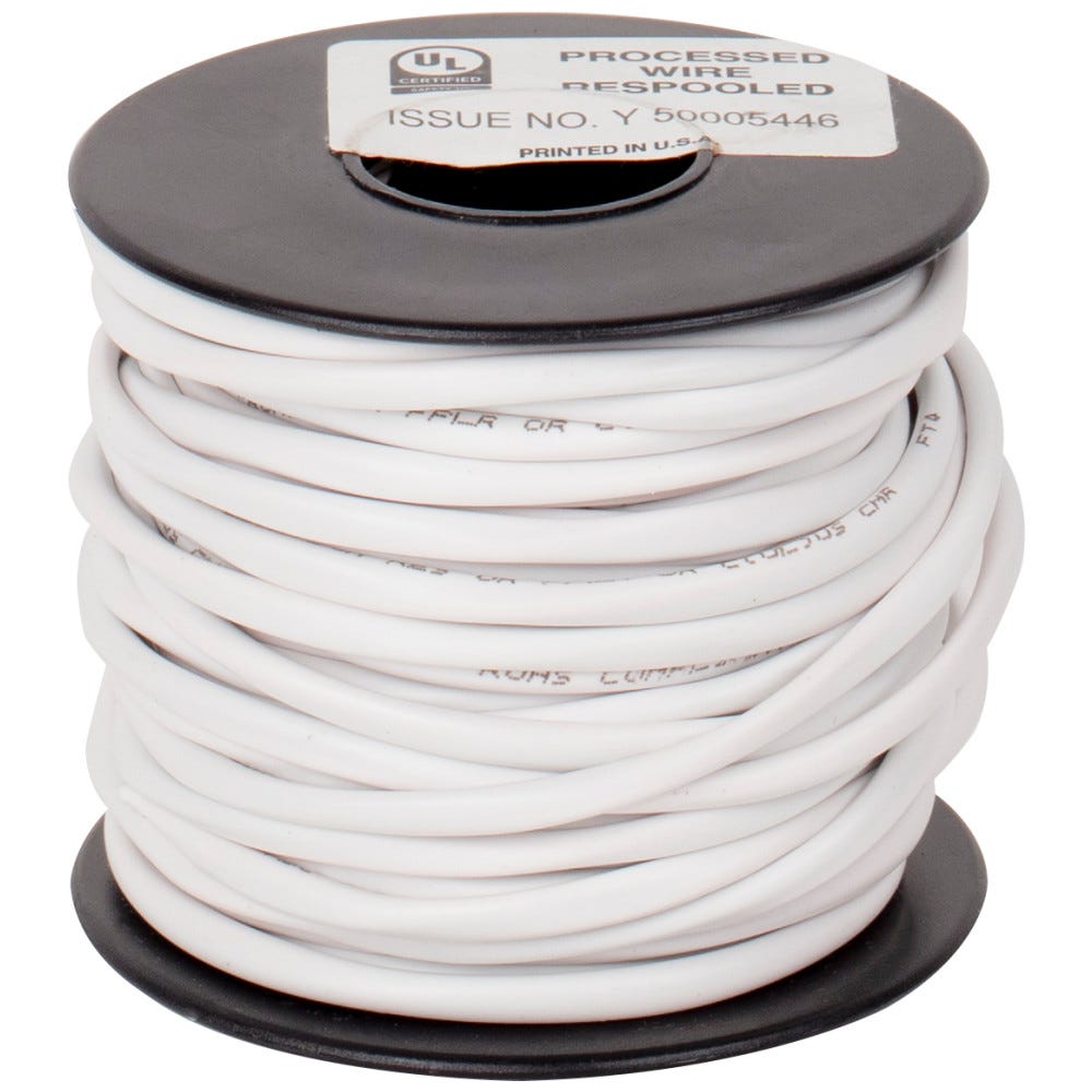 20 AWG Stranded Wire - White Jacket - 50 Feet Roll - Electrical Wire