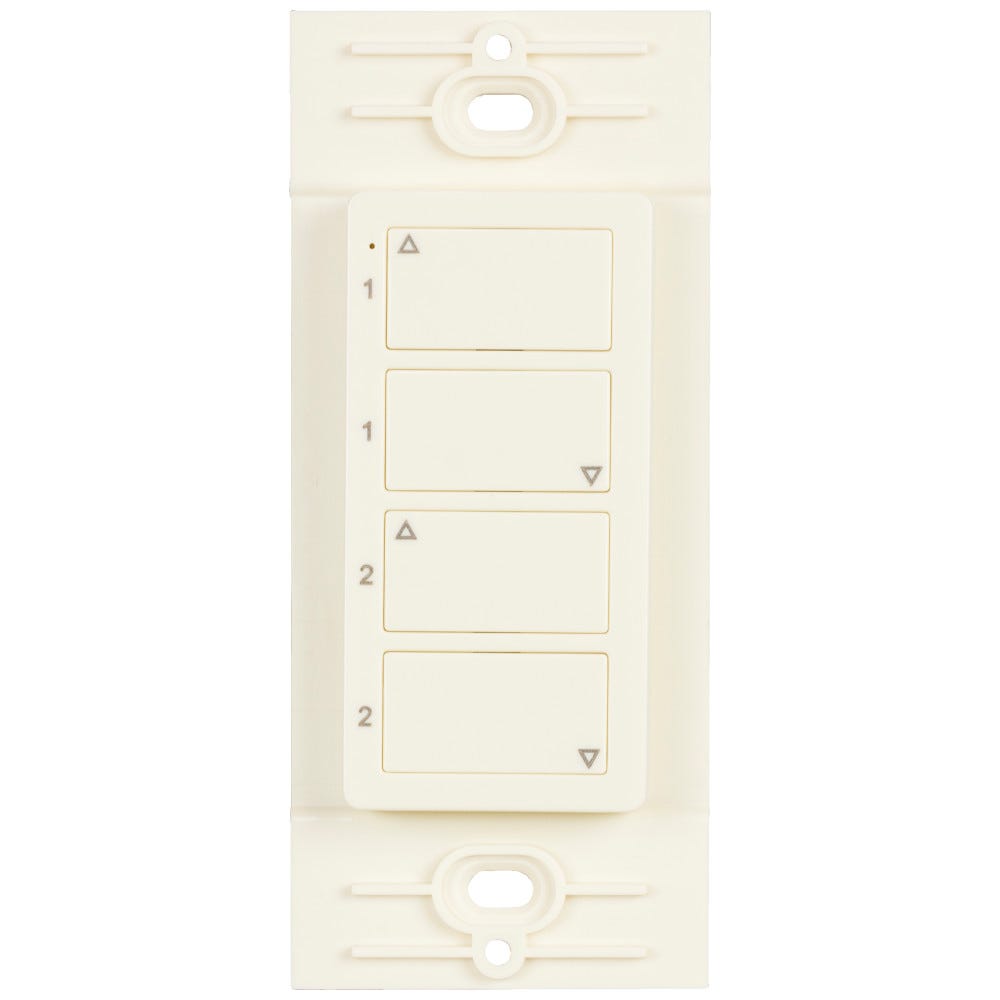 Task Lighting Two Zone Wireless Controller in Almond finish, designed for wireless control of lighting zones, compact and stylish