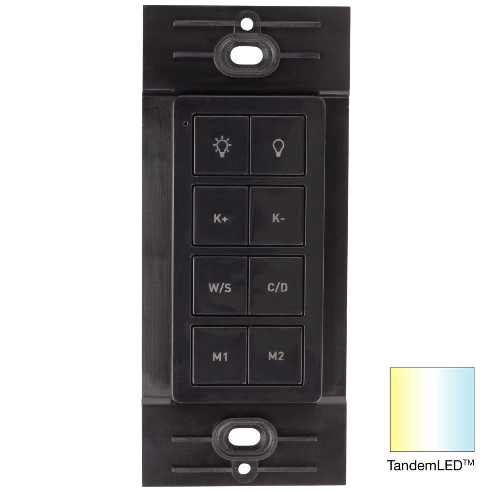 Wireless 1 Zone TandemLED Controller in black finish, designed for efficient lighting control in modern homes.
