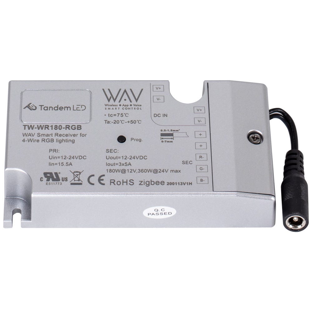 WAV Smart Receiver for 4-Wire RGB Lighting in sleek design, ideal for modern lighting solutions