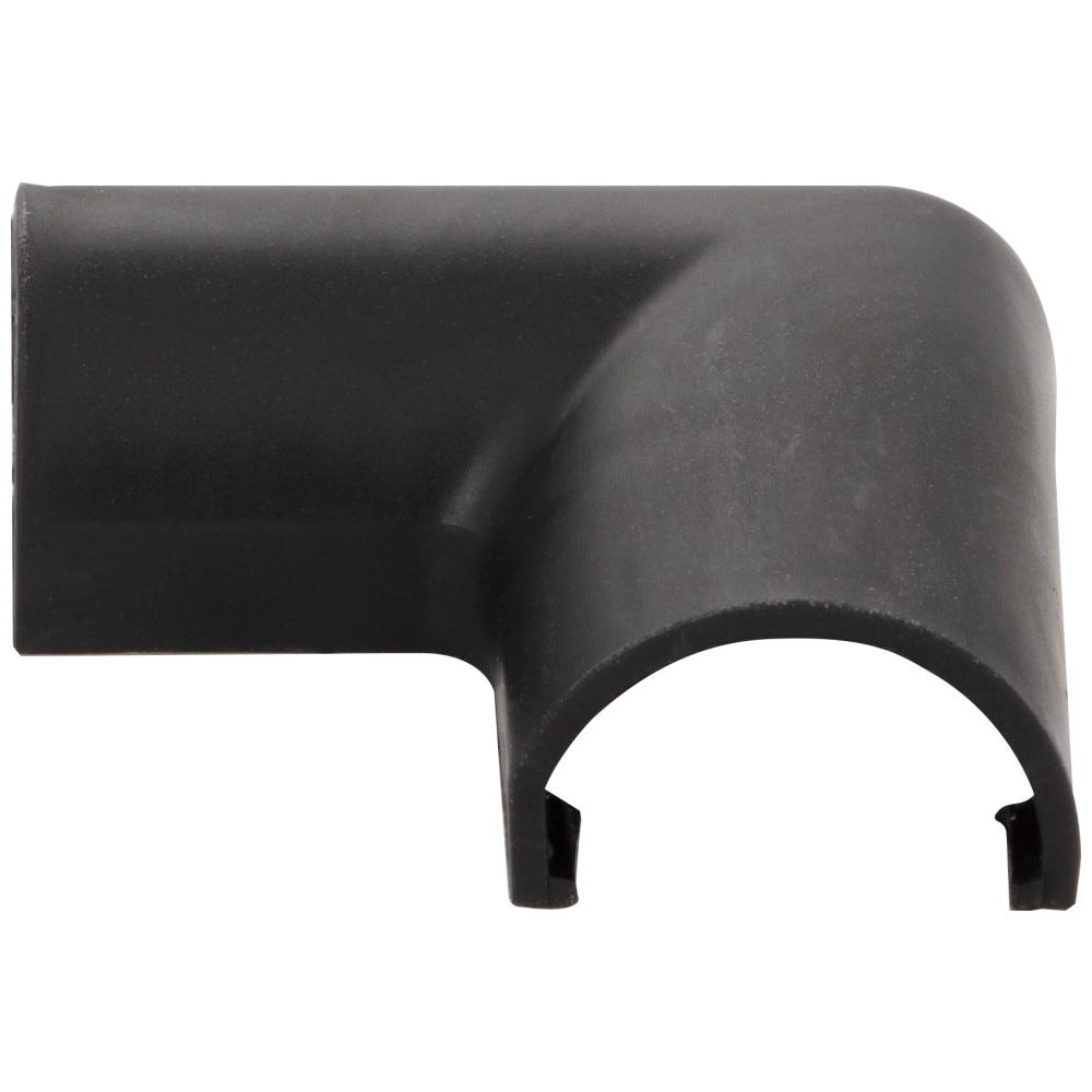 90 Degree Elbow Connector for Plastic Wire Manager in black, designed for efficient wire management