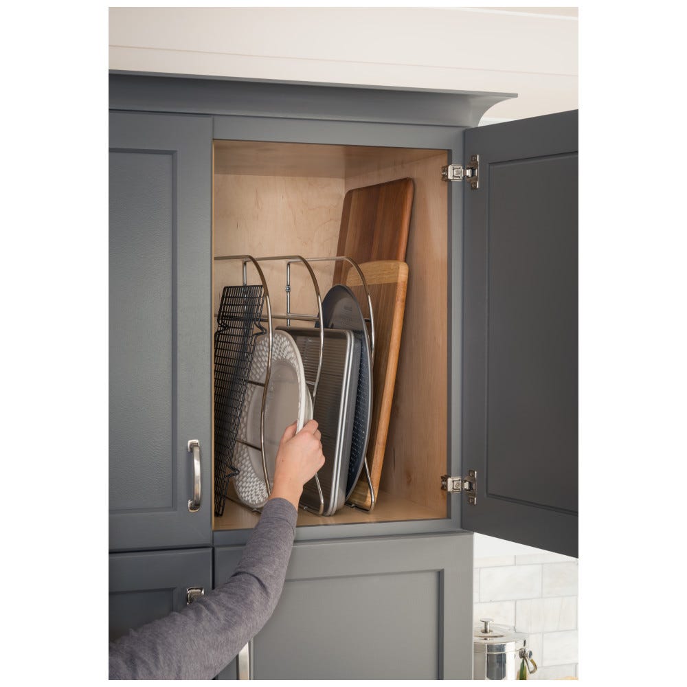 18" Tall Bakeware Organizer in sleek finish, perfect for trays and cookie sheets, durable material
