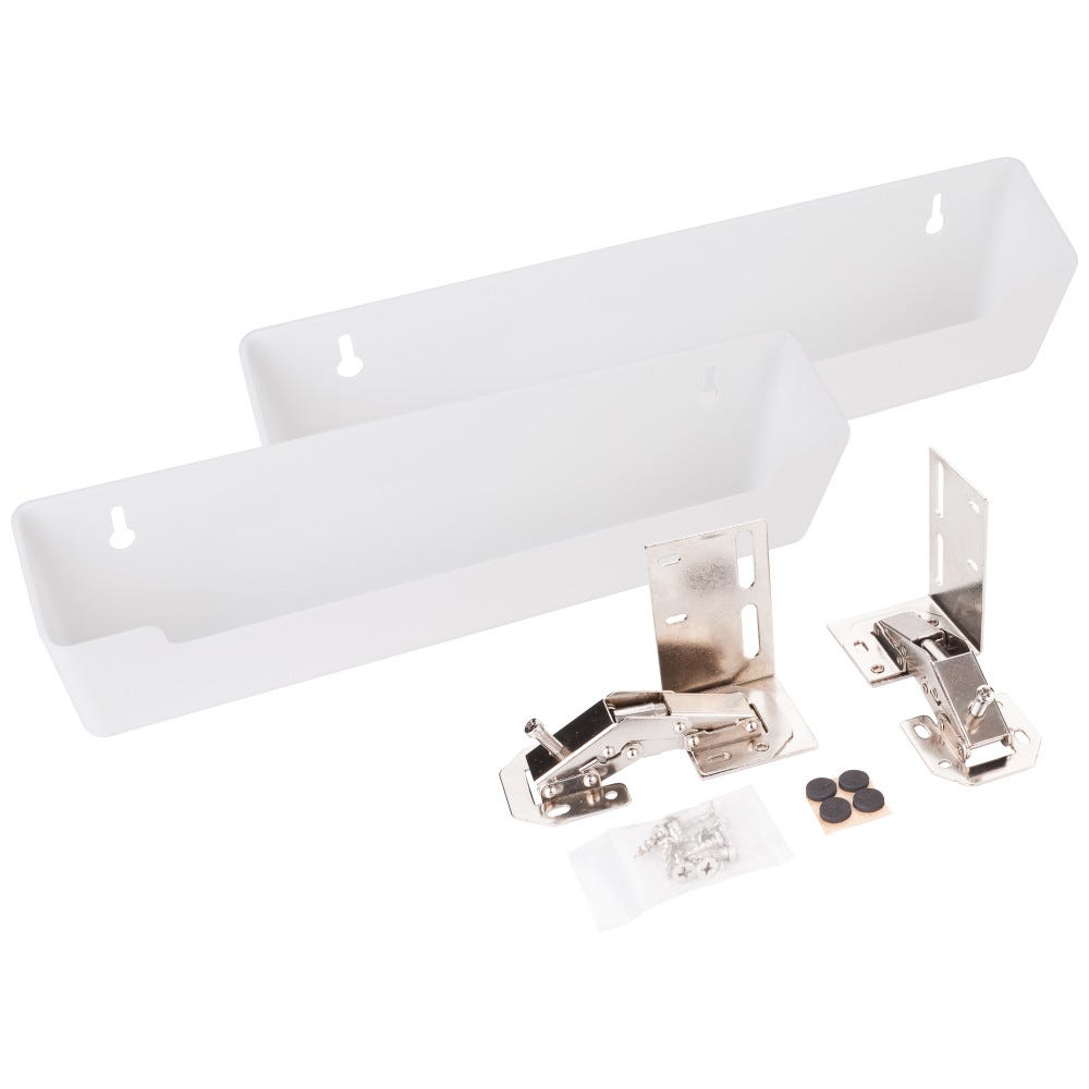 11-11/16" Wide Sink Tipout Tray Pack in white plastic, 1-9/16" deep x 3" tall, perfect for kitchen organization