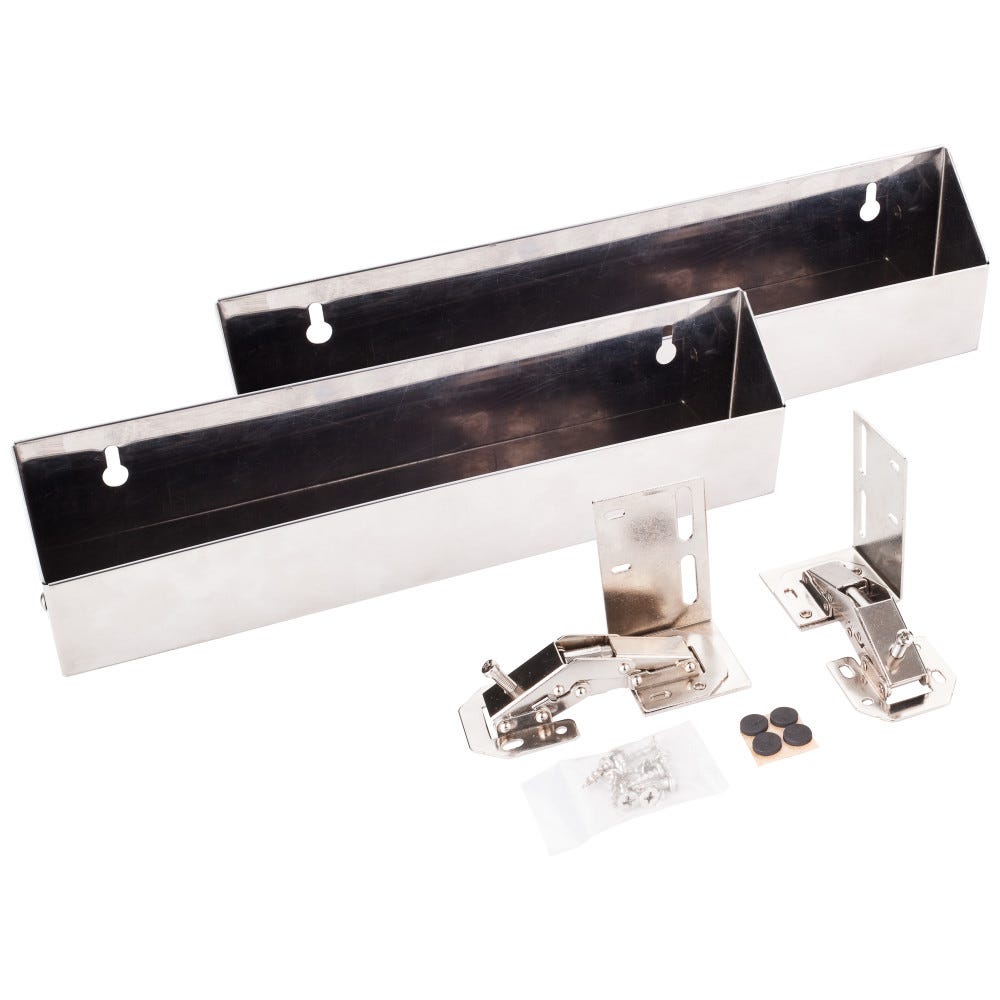 11-11/16" Shallow Sink Tipout Tray Pack in stainless steel, 1-9/16" deep x 3" tall, perfect for kitchen organization