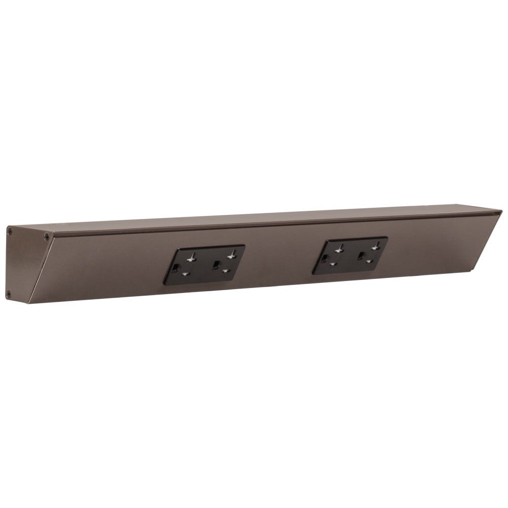 18" TR Series BZ Finish BK Duplex Receptacles in bronze finish with black accents, designed for modern interiors