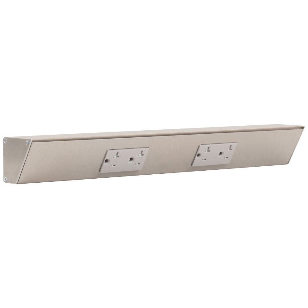 18" TR Series duplex receptacles in satin finish, grey color, designed for modern interiors, made by Task Lighting