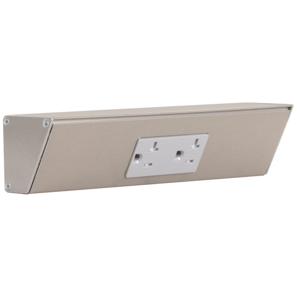 9" TR Series Gray Duplex Receptacles with Satin Nickel finish, ideal for modern interiors