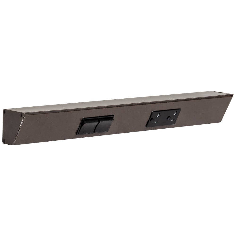 TRS 18in Black Dual Switch Power Fixture with Bronze Finish, stylish lighting solution for modern interiors