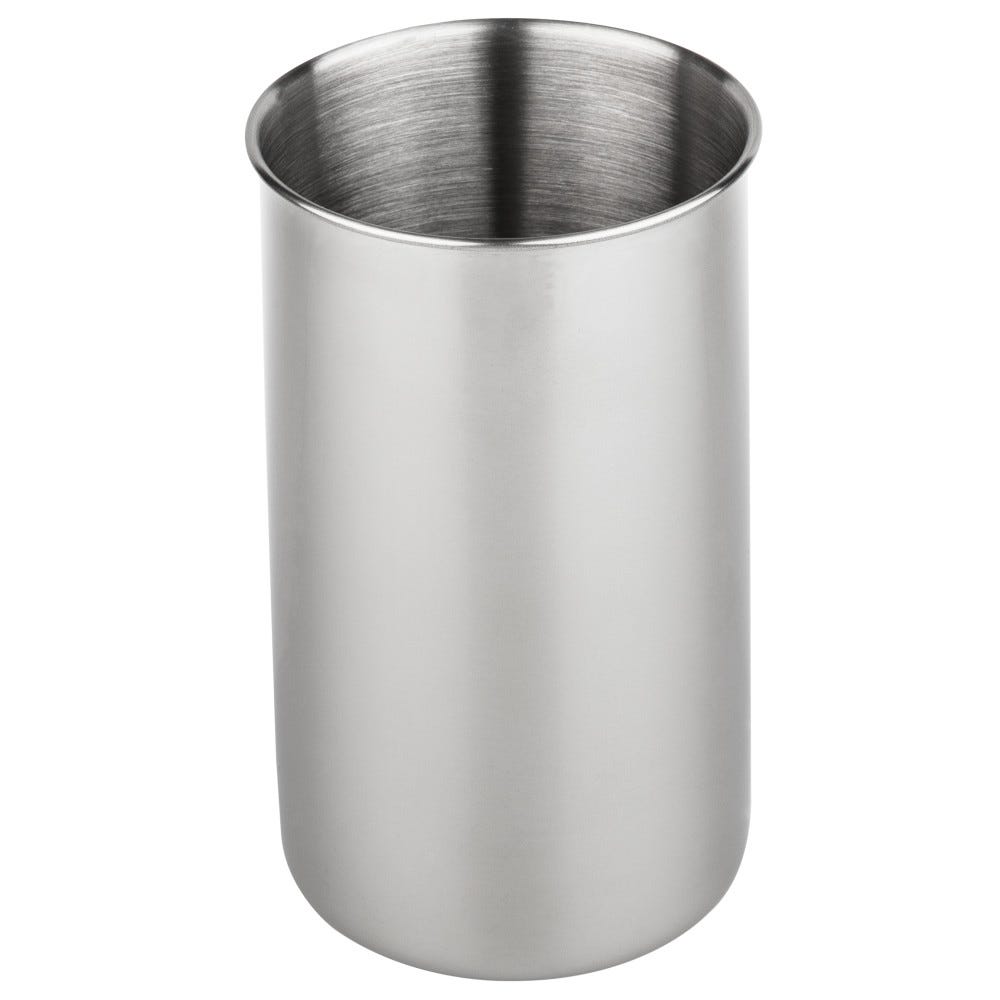 2 Qt Stainless Steel Utensil Canister, polished finish, 4" wide and 6-1/4" deep, durable stainless steel material