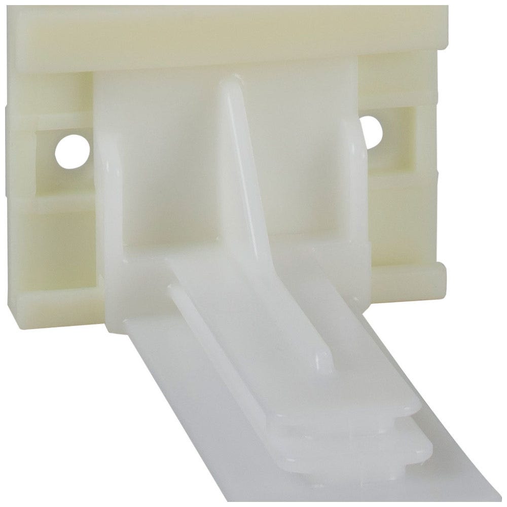 Adjustable Plastic Rear Bracket for USE58 Series Undermount Drawer Slides with 8 mm dowels, durable plastic finish, sold as pair